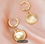 Women Gold Hoop Earrings Clam Shell Hollow Star Cross Lightning Dangle Earring in Germany