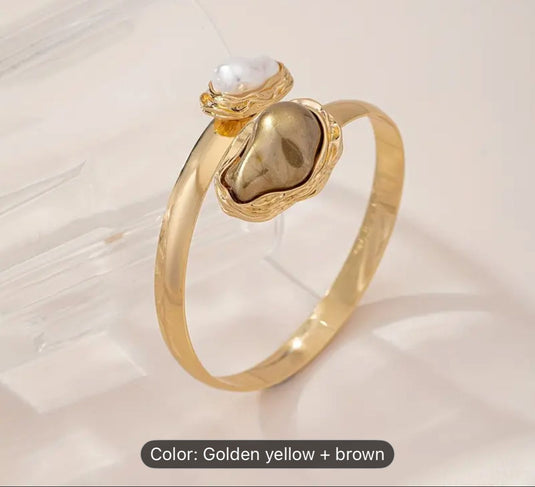 Women Pearls Handcrafted Gold-Plated Armlet Bracelet in Germany