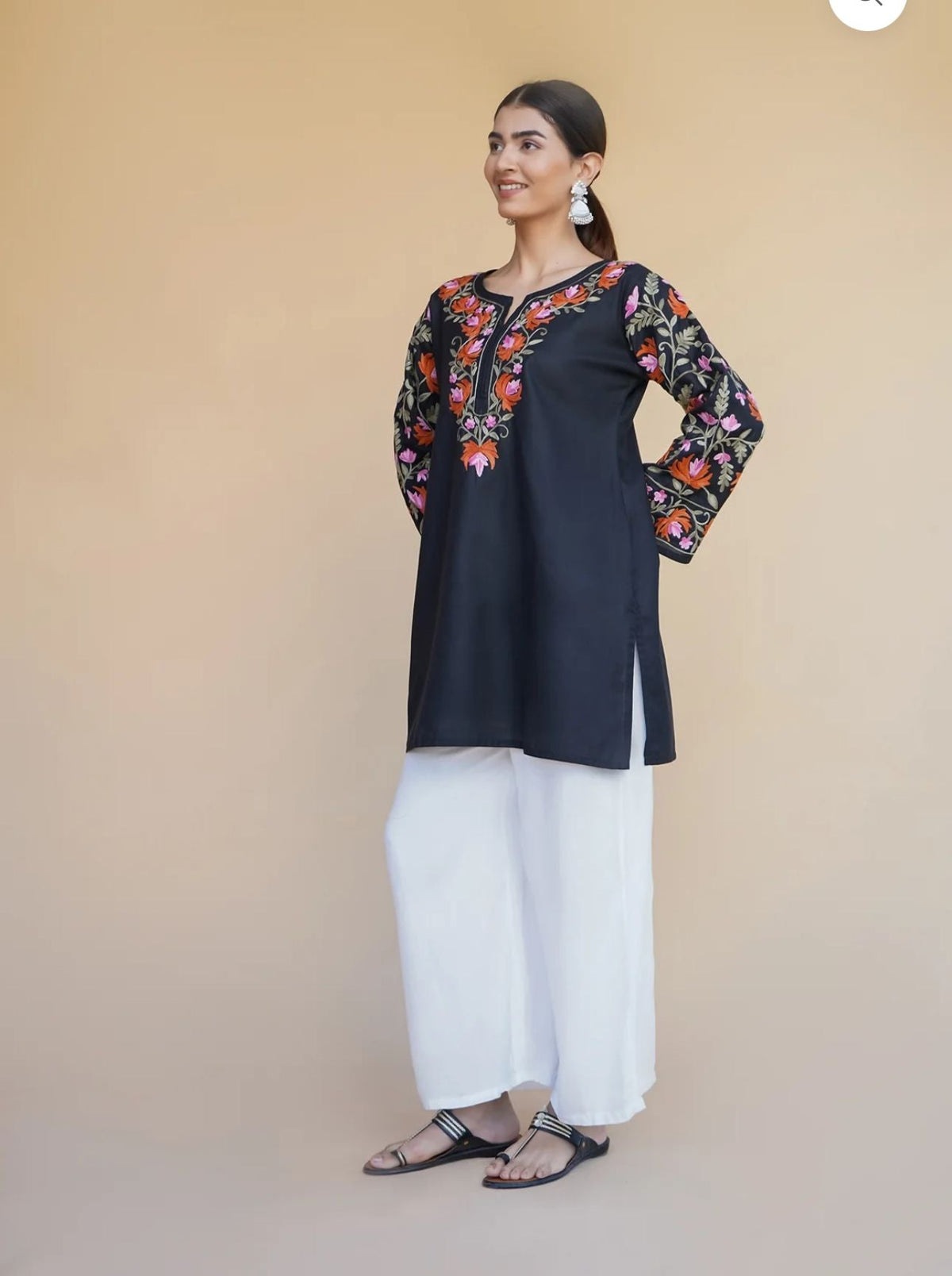 Floral Embroidered Kashmiri Aari Work Pure Cotton Short Kurti in Berlin