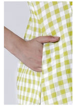 White & Green Checker Cotton Kurta in Germany