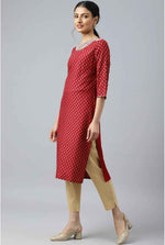 Red Printed kurta With Metallic Embroidery in Munich
