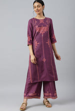 Purple Rayon kurta With Coins And Sequins Embellishment in Germany