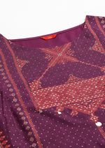 Purple Rayon kurta With Coins And Sequins Embellishment in Germany