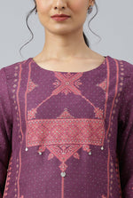 Purple Rayon kurta With Coins And Sequins Embellishment in Germany