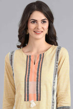 Yellow Round Neck Printed kurta in Germany