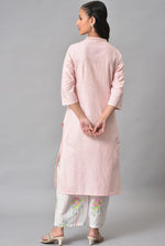 Light Pink Mandarin Collar kurta With Embroidery