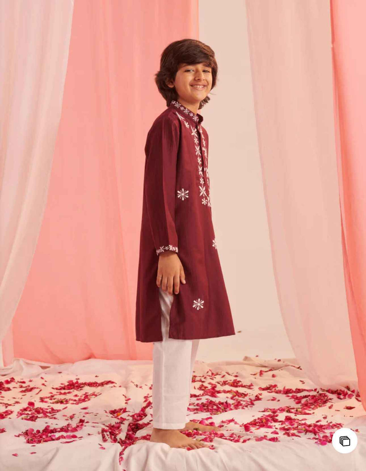 Boys Embroidered Regular Kurta with Pyjamas in Munich