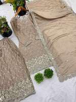 Pure Heavy Chinnon Silk With Heavy Embroidery Sequence Work Suit in Germany