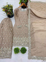 Pure Heavy Chinnon Silk With Heavy Embroidery Sequence Work Suit in Germany
