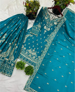 Unique Pure Heavy Chinnon Silk With Embroidery Suit in Munich
