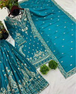 Unique Pure Heavy Chinnon Silk With Embroidery Suit in Munich