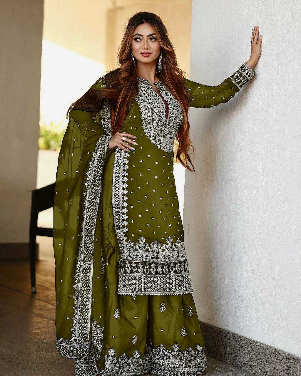 Heavy Faux Georgette With Heavy Embroidery Sequence Work Suit IN Munich