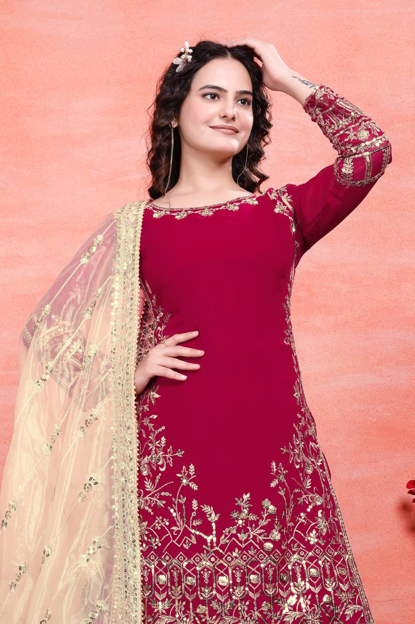Heavy Faux Georgette With Embroidery Sequence Work Suits in Munich