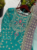 Heavy Chinnon silk With Embroidery Sequence Work Suit in Berlin
