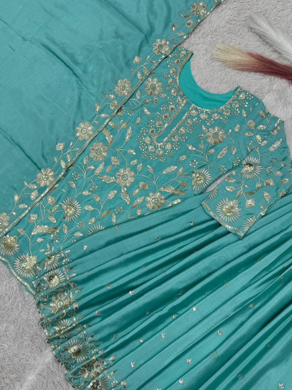 Fancy Heavy Embroidery And Sequence Work Suit in Munich