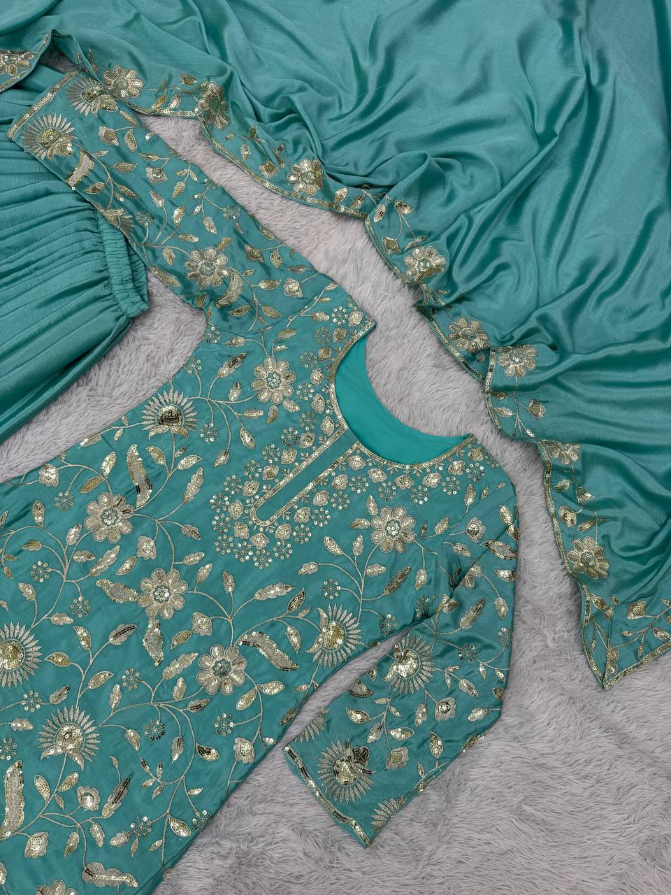 Fancy Heavy Embroidery And Sequence Work Suit in Munich
