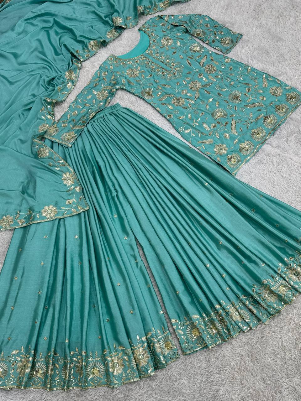 Fancy Heavy Embroidery And Sequence Work Suit in Munich