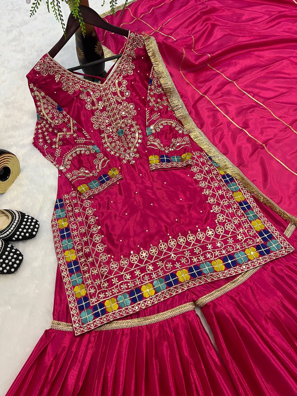 Beautiful Pink Suit Heavy Chinon work in Germany