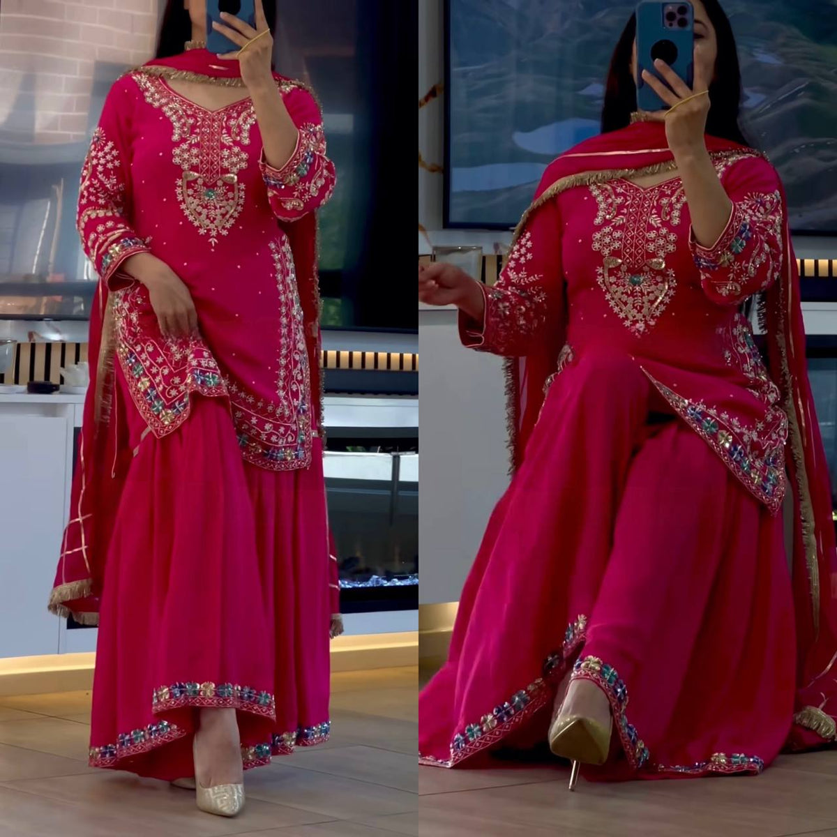 Beautiful Pink Suit Heavy Chinon work in Germany