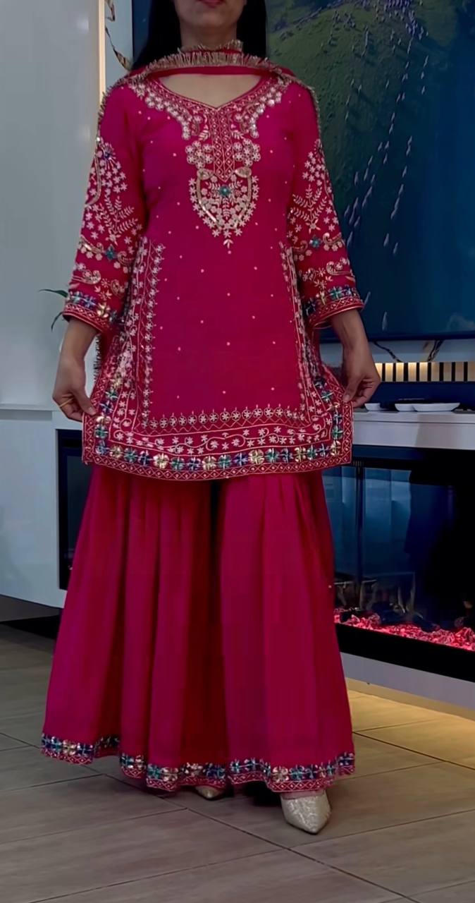 Beautiful Pink Suit Heavy Chinon work in Germany