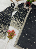 Black Pure Heavy Chinnon Silk Suit in Munich