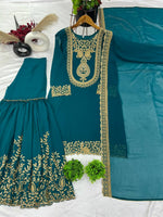 Faux Georgette With Heavy Embroidery Sequence Thread Work With Full Sleeve in Germany