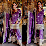Pure Chinon Silk With Embroidery Suit in Germany
