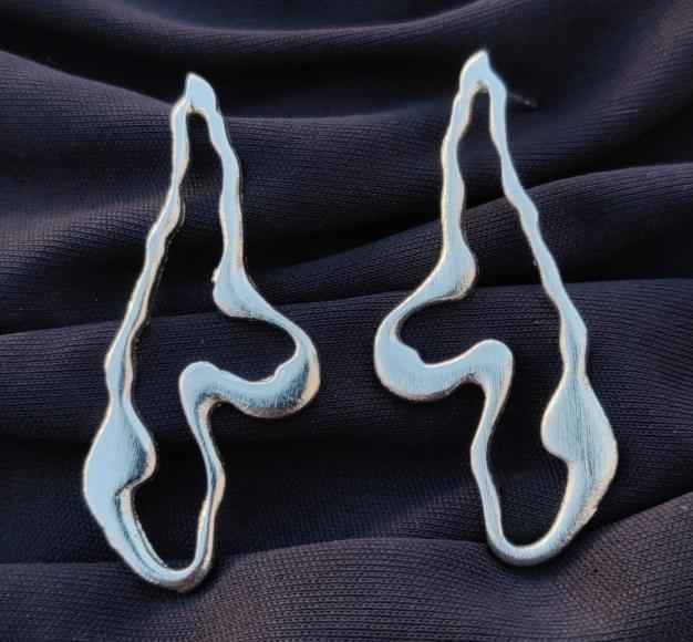 Handmade Brass Modern Art-Inspired Dangle Earrings in Germany