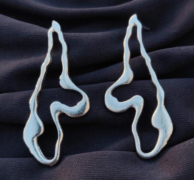 Handmade Brass Modern Art-Inspired Dangle Earrings in Germany