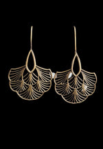 Golden Artistic Brass Danglers with Gemstone and Leaf Elements Earrings in Berlin