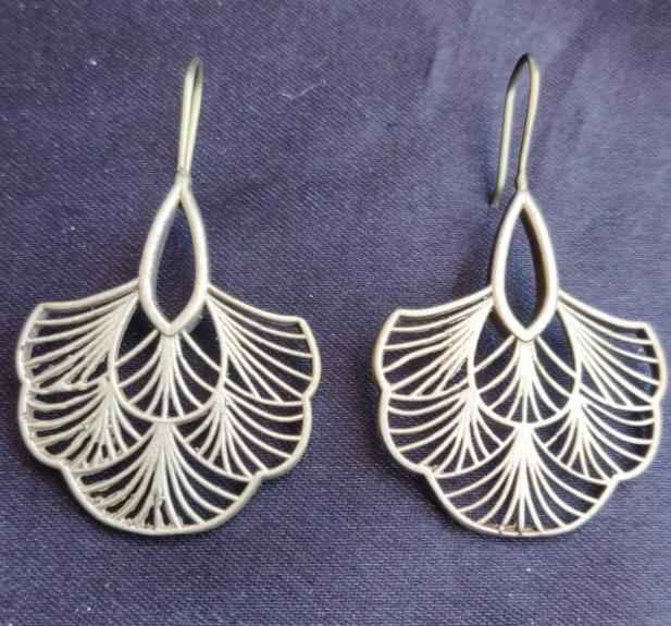 Boho Chic Layered Flower Brass Earrings with Intricate Detailing in Germany
