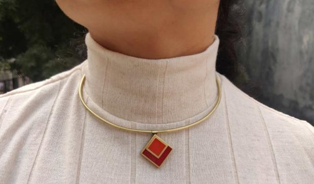 Handmade Beaten Brass Contemporary Stylish Choker Hasli Necklace in Germany