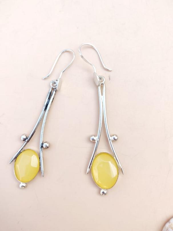 Yellow Stone Silver Polished Earring in Germany