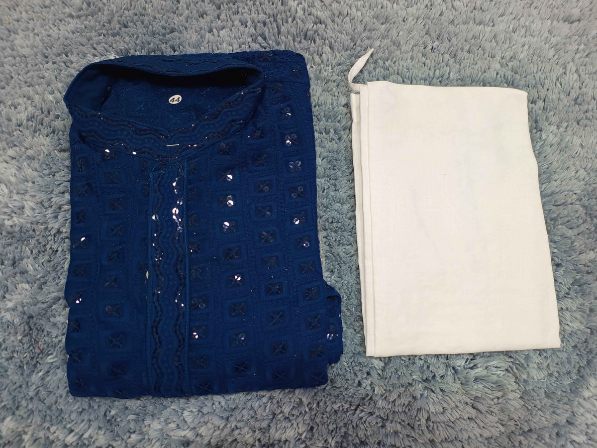MENS CHIKENKARI HEAVY RAYON KURTA IN GERMANY