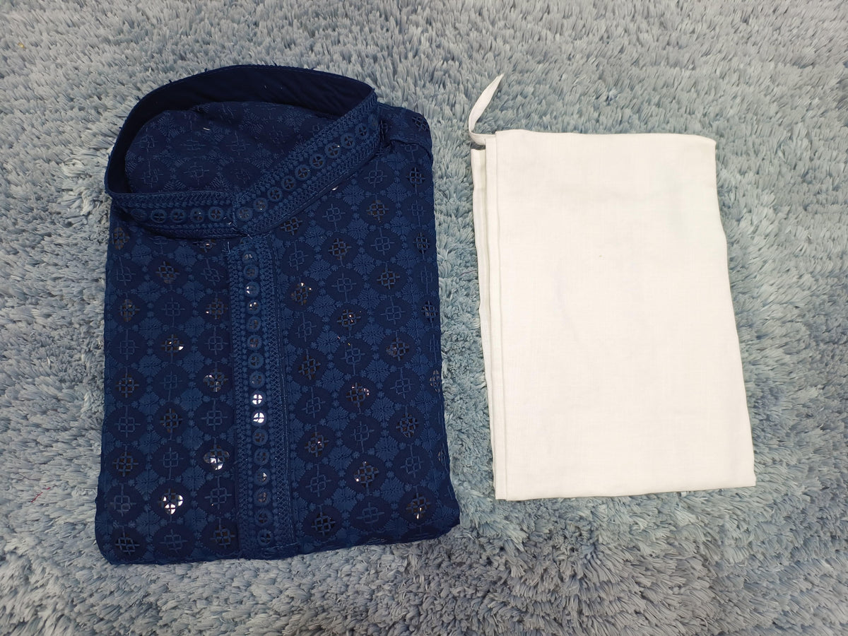 MENS CHIKENKARI HEAVY RAYON KURTA IN GERMANY