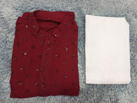 MENS CHIKENKARI HEAVY RAYON KURTA IN MUNICH