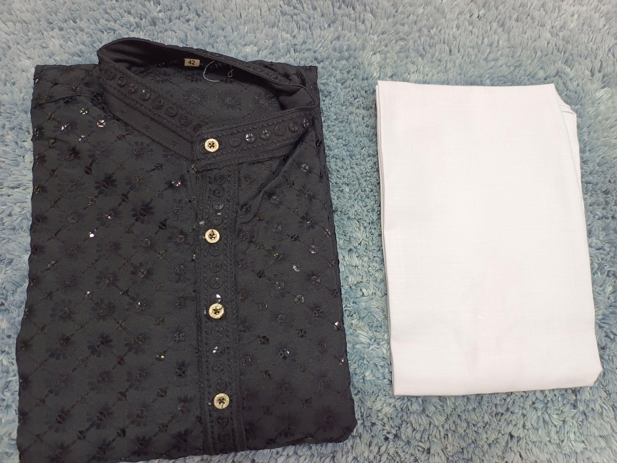 MENS CHIKENKARI HEAVY RAYON KURTA IN BERLIN