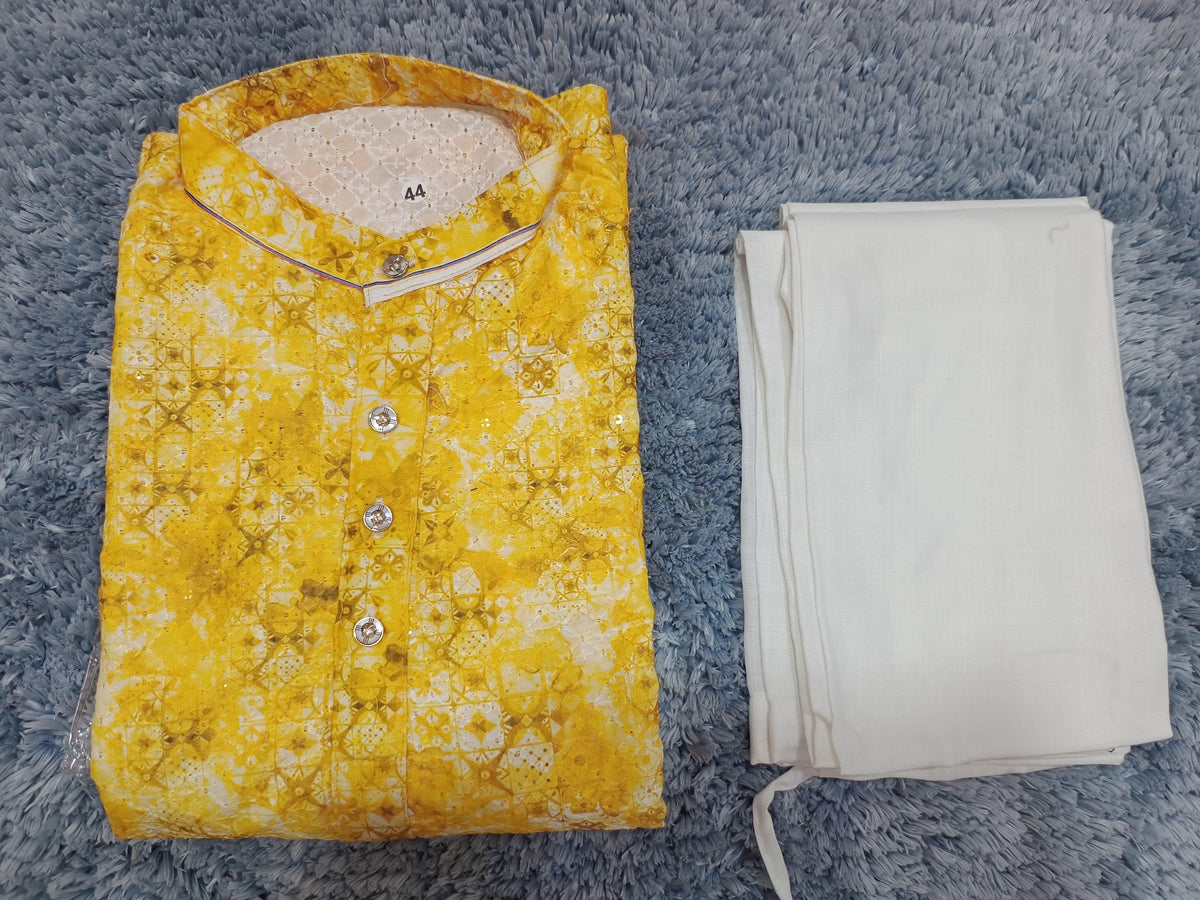 MENS CHIKENKARI HEAVY RAYON KURTA IN BERLIN