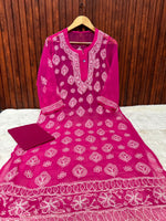 Ethnic Women's Georgette Chikankari Embroidery Straight Kurta in Berlin