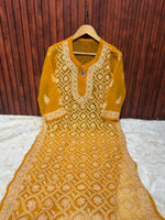 Ethnic Women's Georgette Chikankari Embroidery Straight Kurta in Berlin Namma Markt