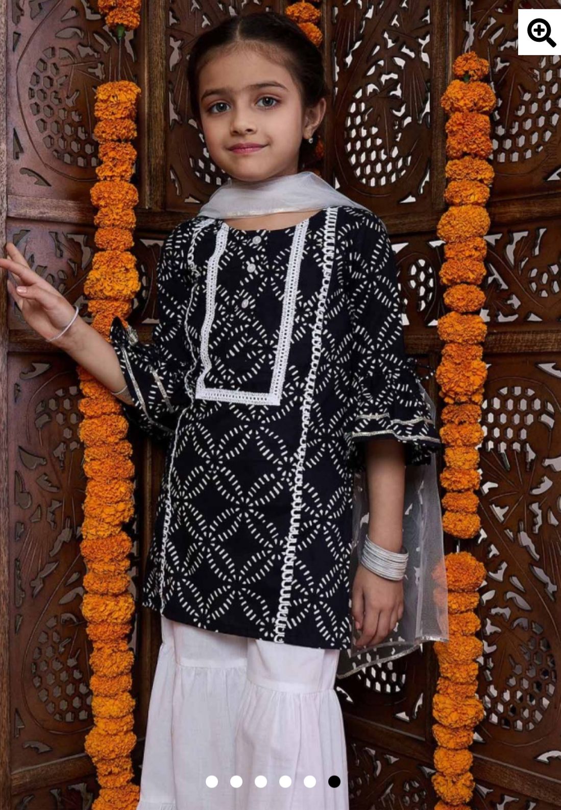Girls Geometric Print Kurta Suit Set in Munich
