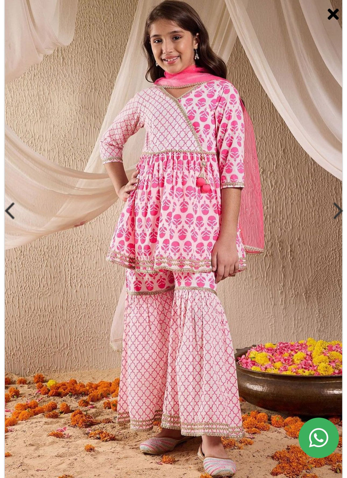 Girls Floral Print 3-Piece Kurta Suit Set