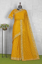 Yellow Chinnon Saree in Germany