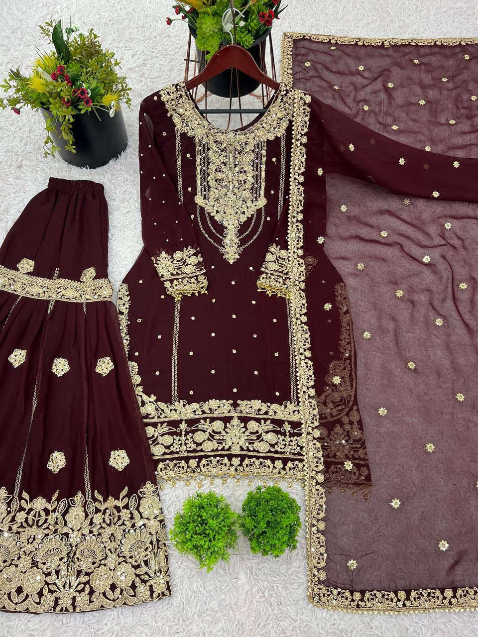 Heavy Embroidery Coding Dori-Sequence Work Top-Bottom And Dupatta Set in Berlin