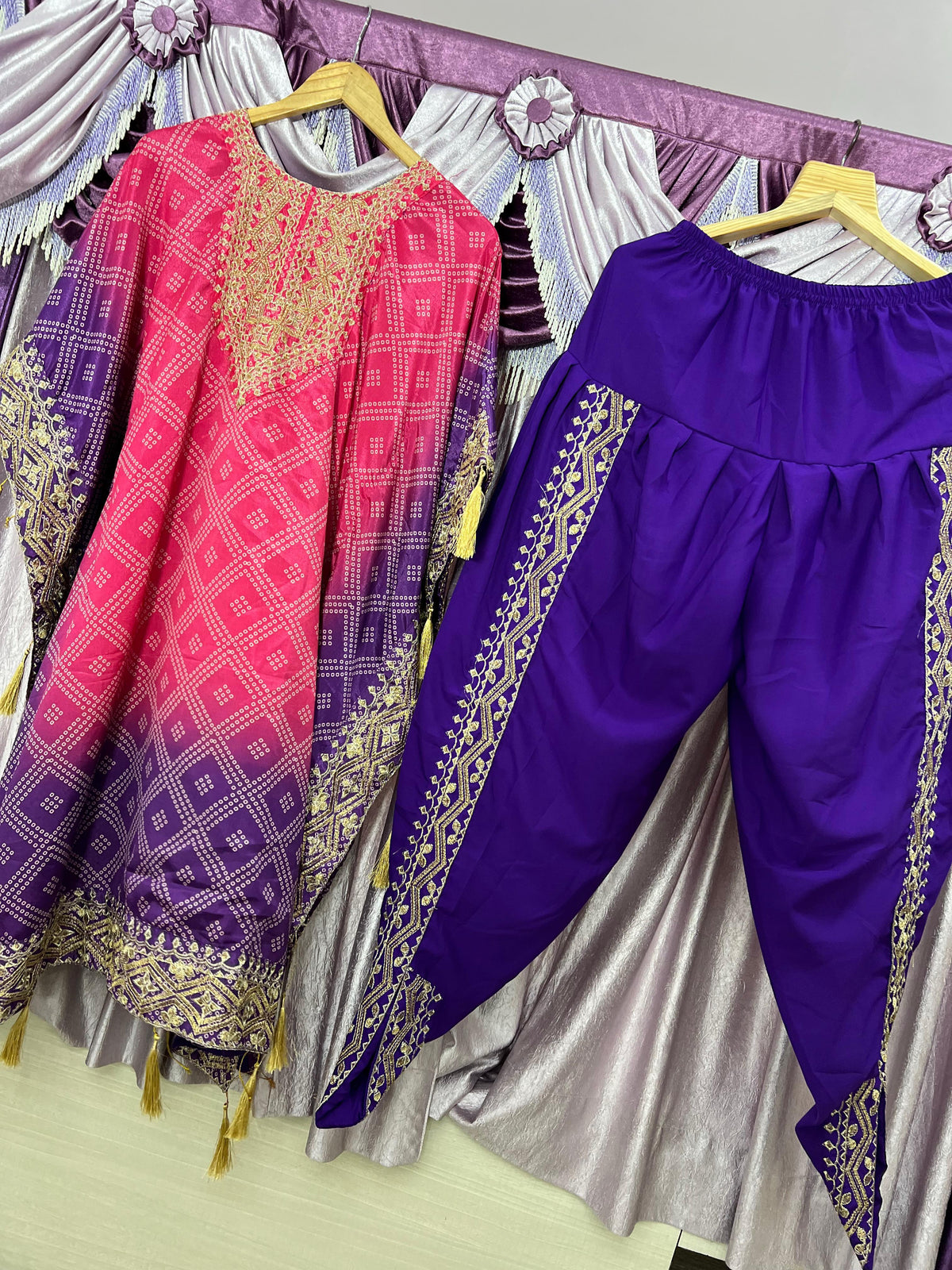 CHINON SILK PRINTED KAFTAN DHOTI PAIR SET IN GERMANY