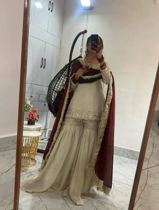 SEQUENCE EMBROIDERED TOP, SARARA  AND DUPATTA IN GERMANY