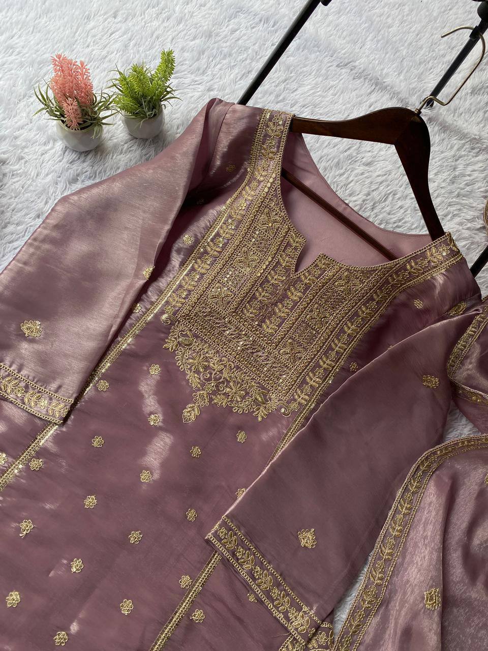 SEQUENCE EMBROIDERED TOP, SARARA AND DUPATTA IN MUNICH