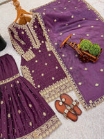 Natural Crep Silk Top-Bottom And Dupatta Set Fully Stitched in Berlin