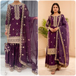 Natural Crep Silk Top-Bottom And Dupatta Set Fully Stitched in Berlin