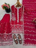 Silk And Heavy Embroidery Sequence Work Top-Bottom And Dupatta Set in Germany